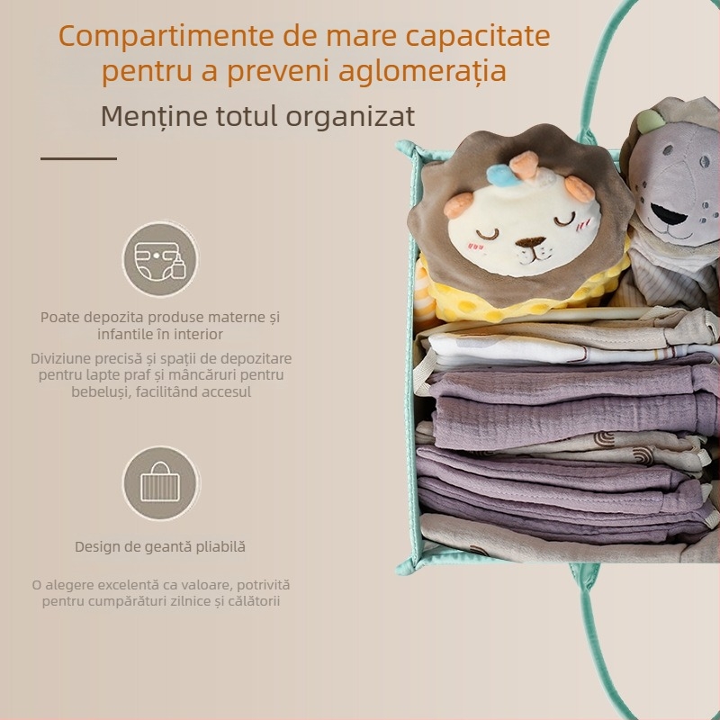 Geantă de depozitare a scutecelor, din bumbac, stil urban simplu, impermeabilă, pentru folosire acasă