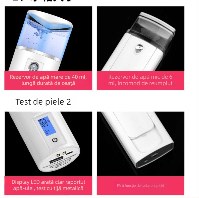 Dispozitiv portabil de frumusețe cu pulverizare rece, pulverizator facial, 1 viteză, carcasă ABS, timp de ceață până la 10 secunde