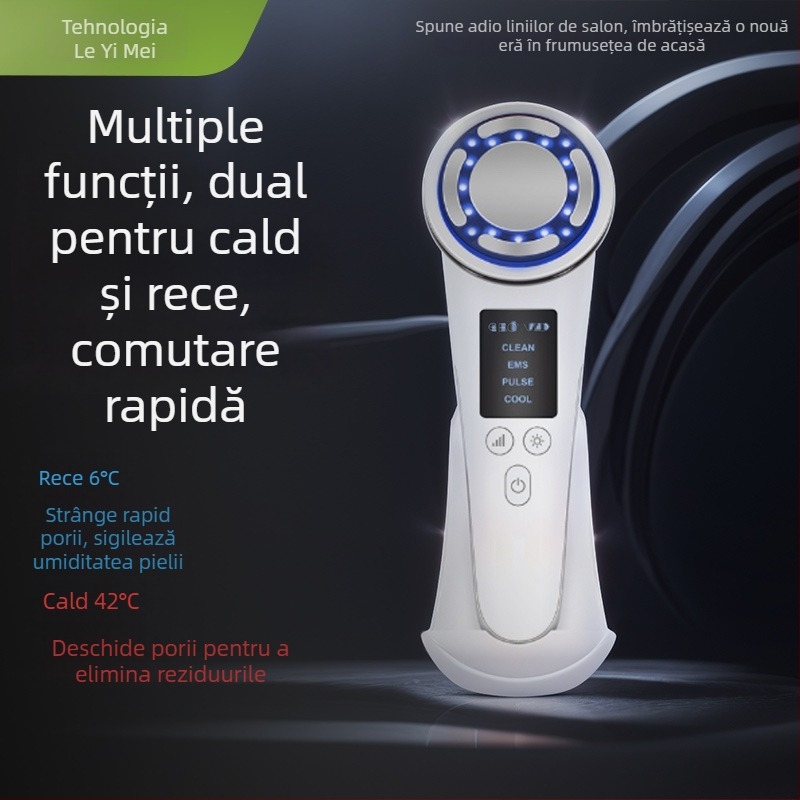 Dispozitiv de îngrijire facial acasă cu rejuvenare prin fotoni și microcurent – Curățare, Albire, Reducerea ridurilor, Întinerire a pielii, Lumină colorată; Portabil; Rezistent la apă IPX1