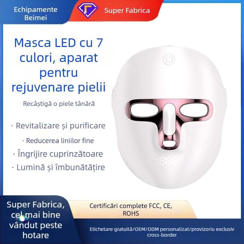 Mască de frumusețe cu terapie fotonică și lumină LED, reîncărcabilă, pentru utilizare comercială, ameliorează oboseala