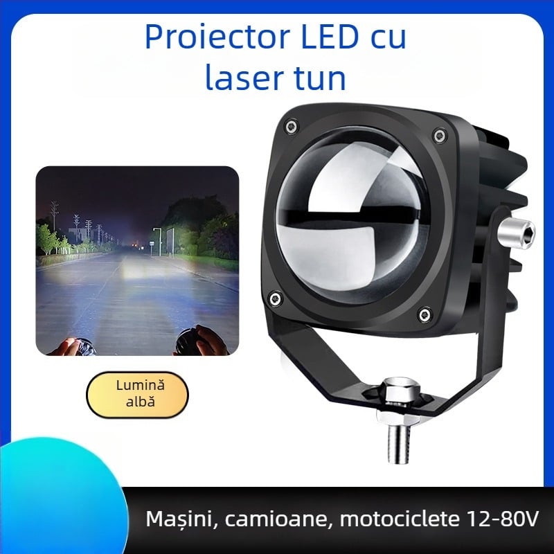 Proiector laser pentru mașini și motociclete, LED 70W, 12/24V, IP68, carcasă din aluminiu