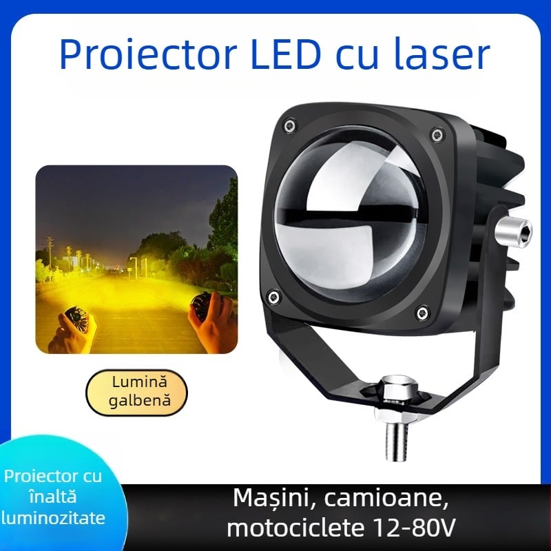 Proiector laser pentru mașini și motociclete, LED 70W, 12/24V, IP68, carcasă din aluminiu