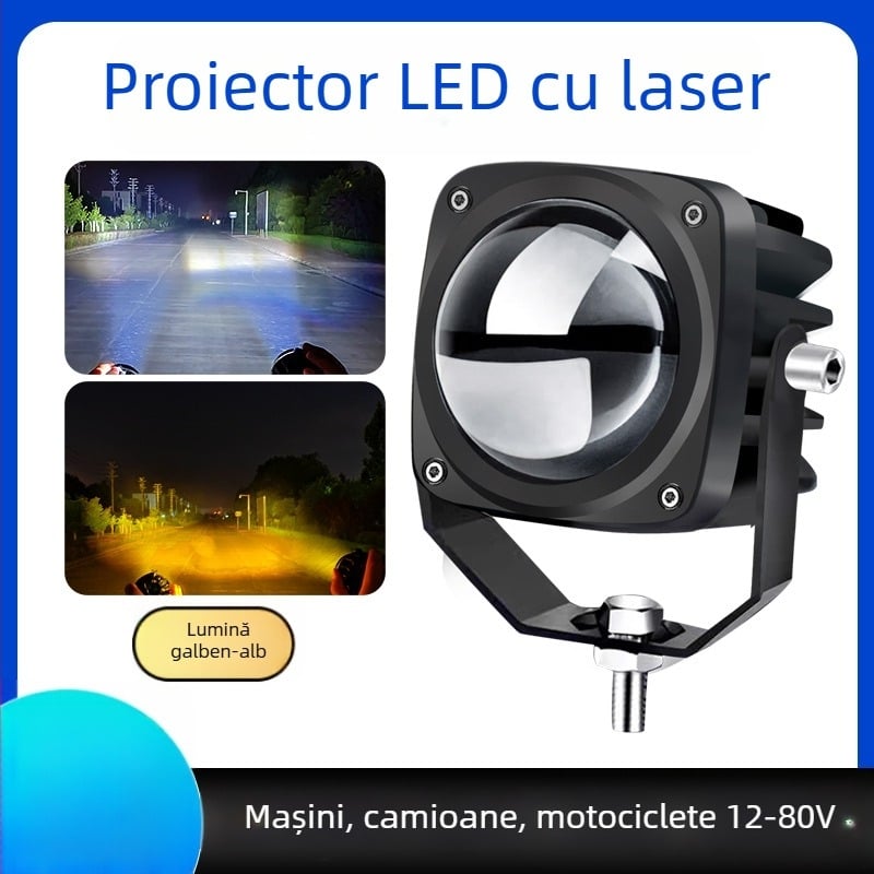 Proiector laser pentru mașini și motociclete, LED 70W, 12/24V, IP68, carcasă din aluminiu
