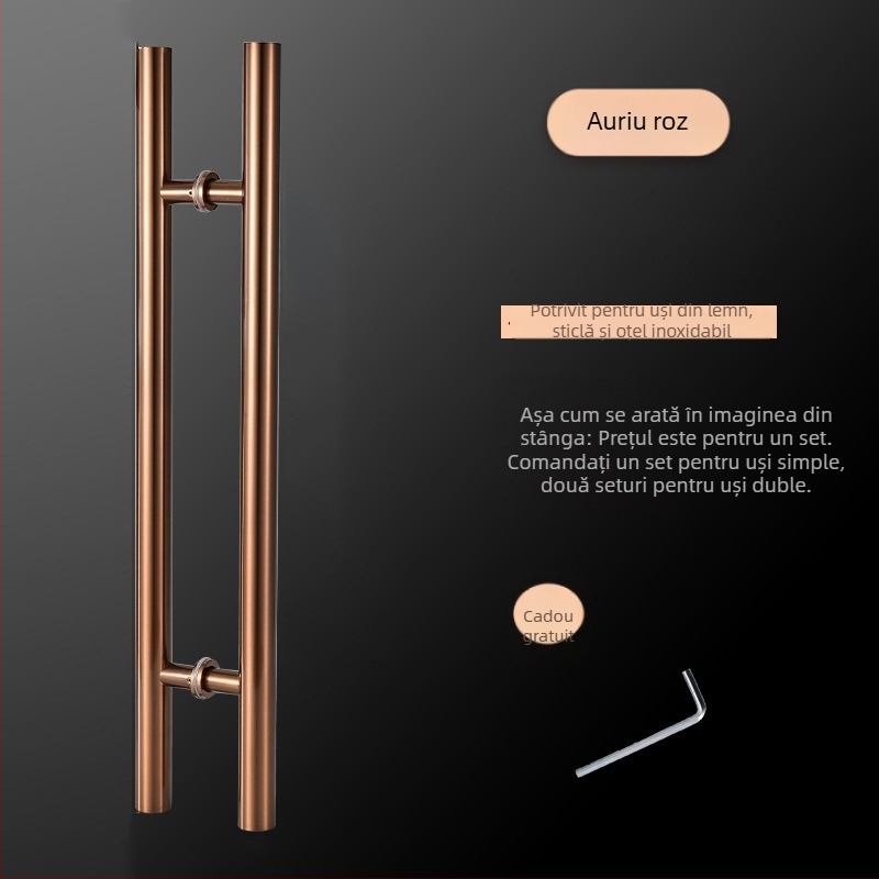 Mâner ușă glisant, din oțel inoxidabil, model 002, stil modern minimalist, pentru uși din sticlă și lemn încadrate