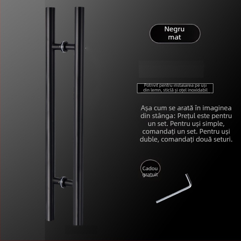 Mâner ușă glisant, din oțel inoxidabil, model 002, stil modern minimalist, pentru uși din sticlă și lemn încadrate