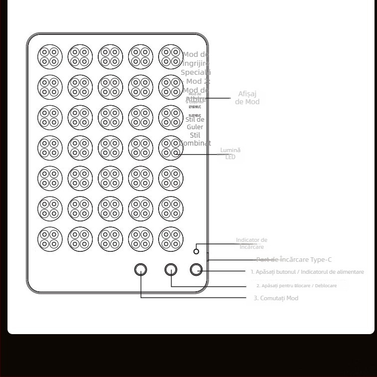Instrument de înfrumusețare — terapie cu LED pentru albire și rejuvenare a pielii, portabil, baterie încorporată 1200–2000 mAh, IPX5 rezistent la apă, pentru utilizare comercială