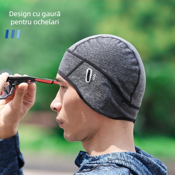 Șapcă sport cu orificiu pentru ochelari, căptușită cu fleece, poliester/fleece, unisex adulți, pentru exterior