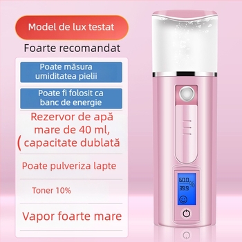 Umidificator facial cu ceață nano, portabil, reîncărcabil, pulverizare rece, ceață în ≤10 s, autonomie 1–3 h, model KMY