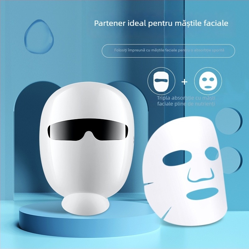 Mască de înfrumusețare cu foton pentru față, mască cu iluminare din 7 culori pentru uz casnic, rejuvenare facială, reduce ridurile, acneea și petele, luminează tenul
