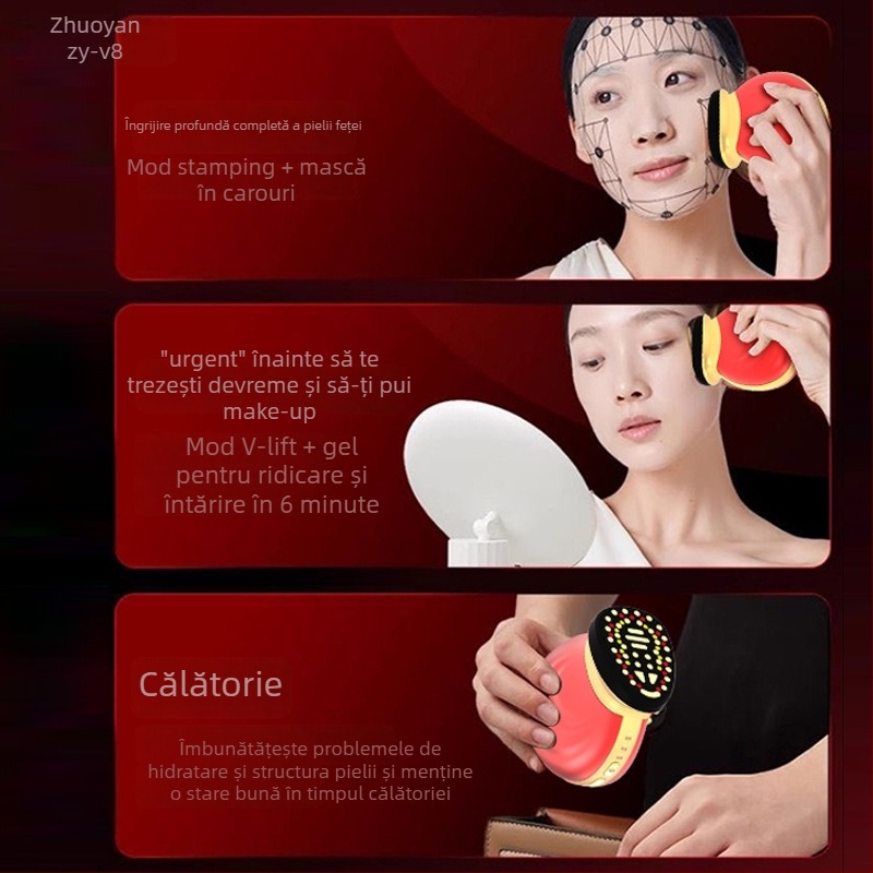 Dispozitiv facial cu microcurent pentru lifting și fermitate, eliminarea ridurilor și rejuvenarea pielii, LED, utilizare în casă, masaj multifuncțional