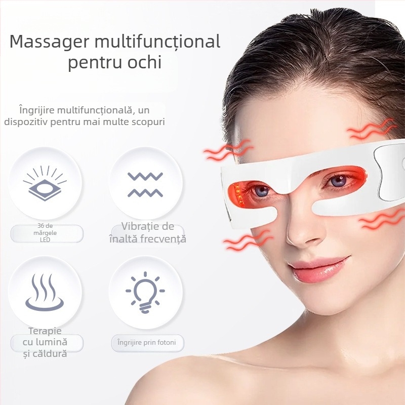 Masaj pentru ochi - Portabil, pentru uz casnic, baterie încorporată 300–500 mAh, vibrație și terapie cu lumină