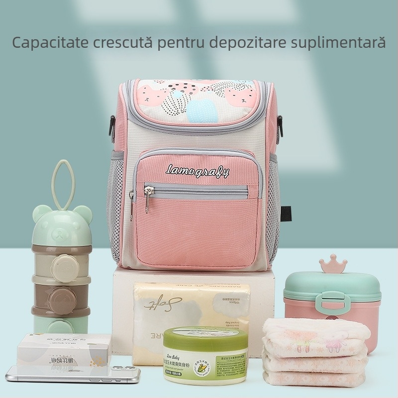 Geantă pentru cărucior de mamă — Capacitate mare, Multifuncțională, Nylon, Rezistentă la apă, Ultra-ușoară