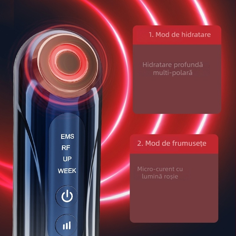 Dispozitiv RF facial pentru lifting și fermitate, microcurent și rejuvenare cu fotoni, funcție de ioni negativi, IPX7 impermeabil, baterie încorporată 2000–4000 mAh
