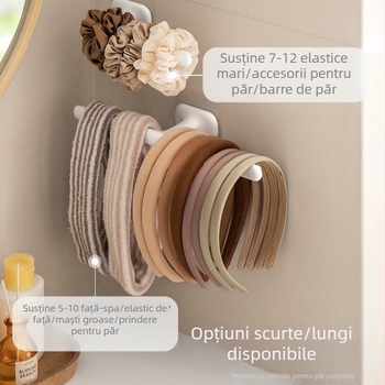 Raft de accesorii pentru păr pe perete, stil creat, din plastic, montaj cu ventuză, 1 nivel, depozitare machiaj