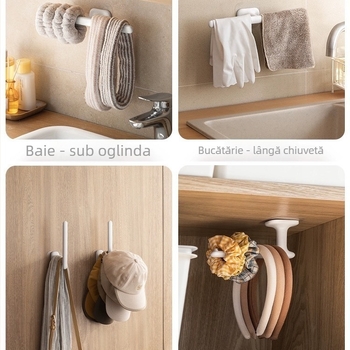 Raft de accesorii pentru păr pe perete, stil creat, din plastic, montaj cu ventuză, 1 nivel, depozitare machiaj