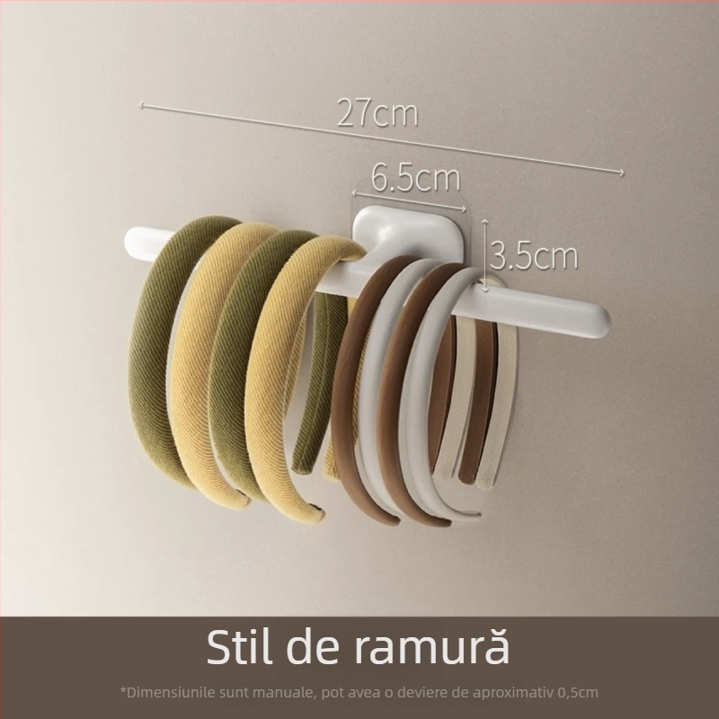 Raft de accesorii pentru păr pe perete, stil creat, din plastic, montaj cu ventuză, 1 nivel, depozitare machiaj