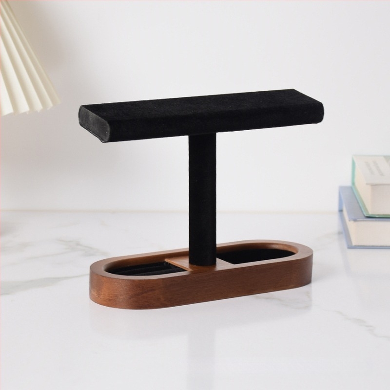 Suport de bijuterii din lemn, suport de birou cu trei etaje pentru brățări și ceasuri, organizator multifuncțional pentru bijuterii, design modern minimalist