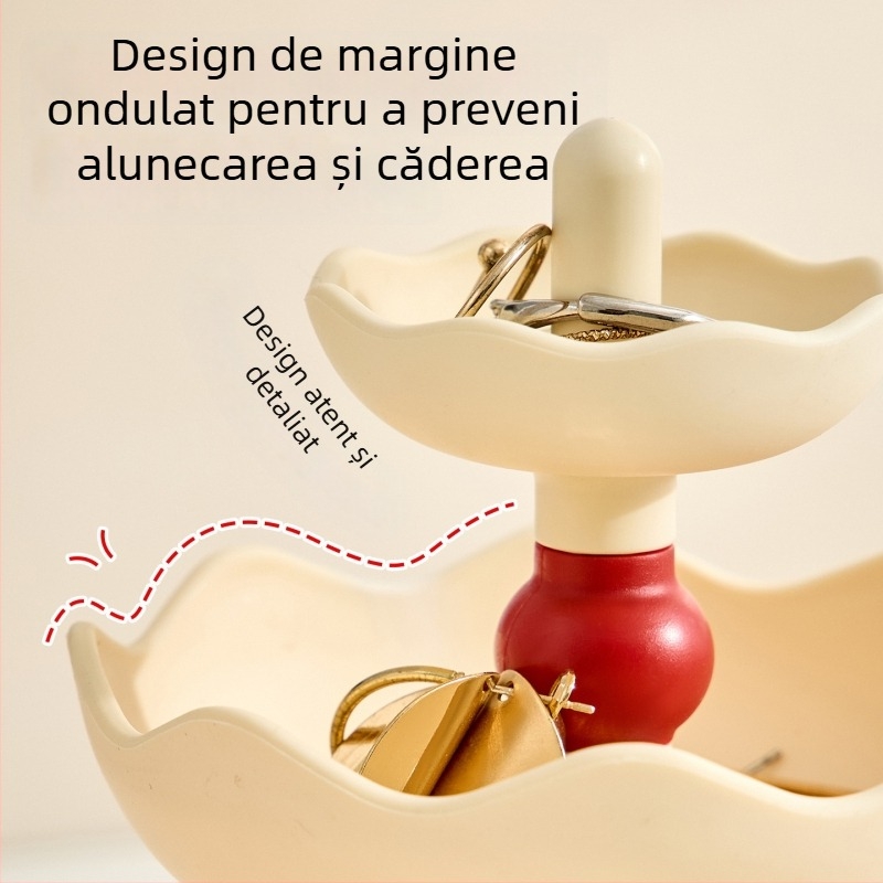 Raft de bijuterii pentru birou, 3 niveluri, din plastic, stil modern minimalist, organizator multifuncțional pentru bijuterii