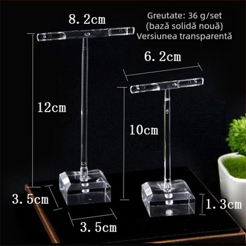 Suport de afișare bijuterii în formă de T, acrilic, pentru cercei, un nivel, aspect premium