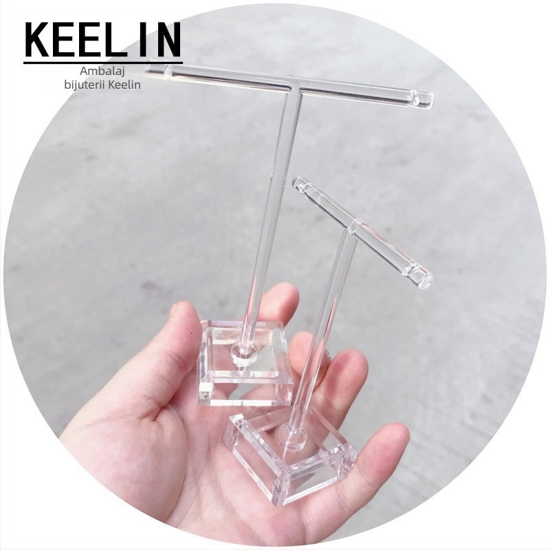 Suport de afișare bijuterii în formă de T, acrilic, pentru cercei, un nivel, aspect premium