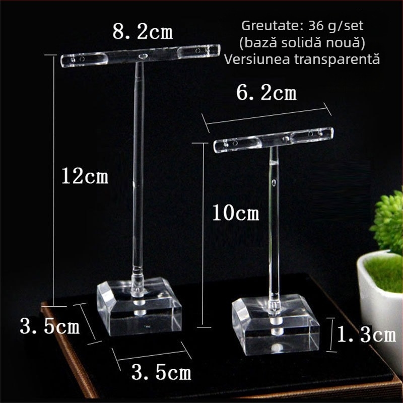 Suport de afișare bijuterii în formă de T, acrilic, pentru cercei, un nivel, aspect premium