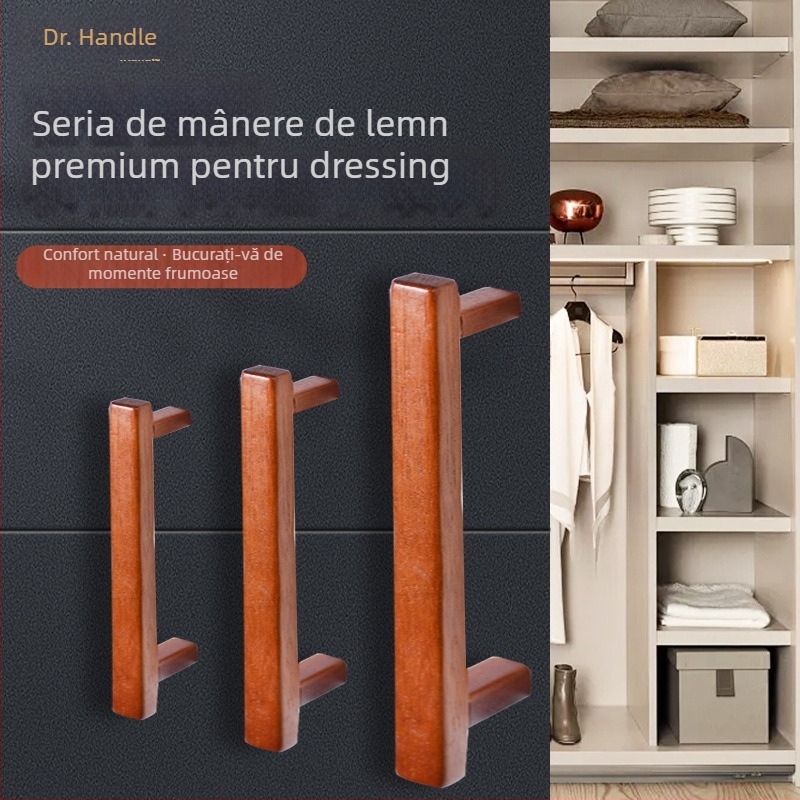 Mâner garderobă — minimalist din lemn masiv, formă bară, montaj pe suprafață, model YGM-C