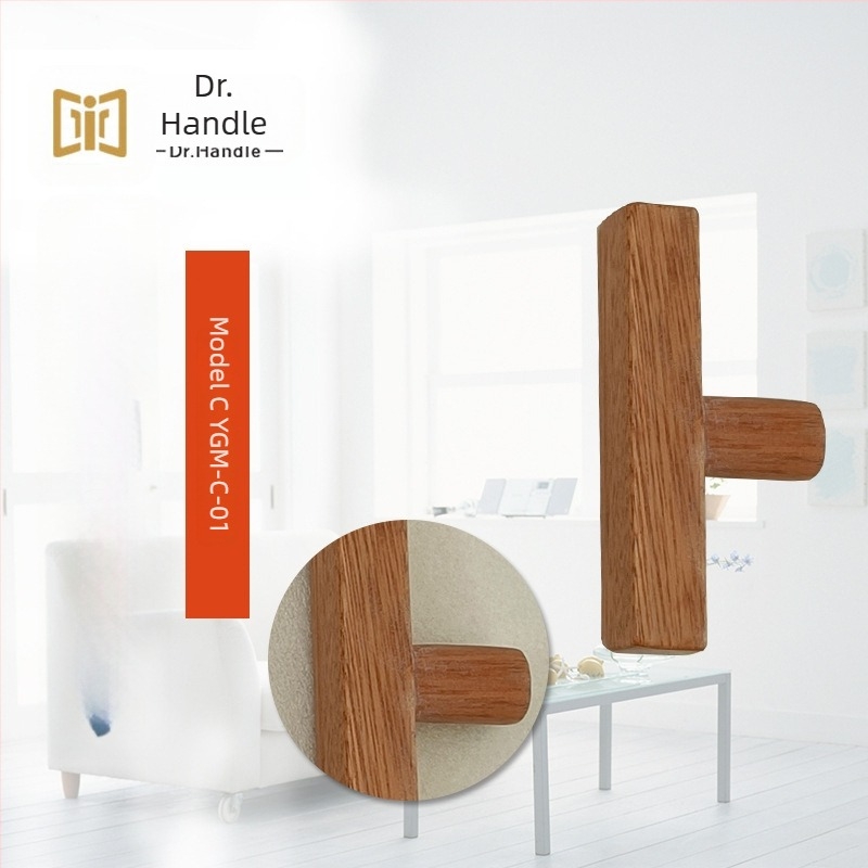 Mâner garderobă — minimalist din lemn masiv, formă bară, montaj pe suprafață, model YGM-C