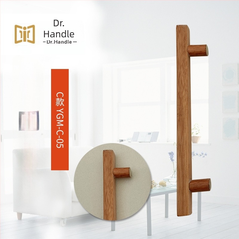 Mâner garderobă — minimalist din lemn masiv, formă bară, montaj pe suprafață, model YGM-C