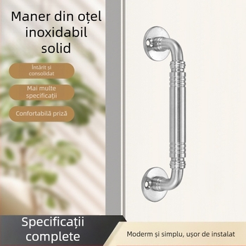 Mâner de ușă pentru dulap – oțel inoxidabil, formă bară, finisaj periat, montaj pe suprafață, pentru dulapuri și garderobă, stil modern minimalist