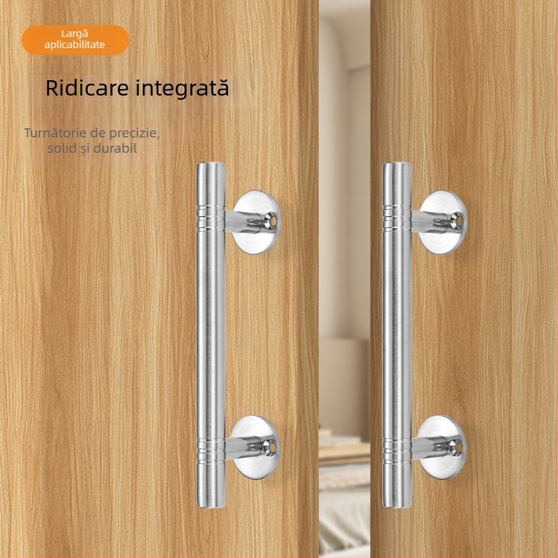 Mâner de ușă pentru dulap – oțel inoxidabil, formă bară, finisaj periat, montaj pe suprafață, pentru dulapuri și garderobă, stil modern minimalist