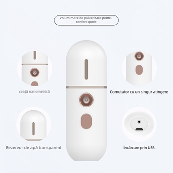 Welland WL2616 Mini Pulverizator cu Răcire pentru Hidratare, Pulverizator Cosmetic Portabil, 1-ă treaptă, Baterie încorporată, Ceață până la 10 s
