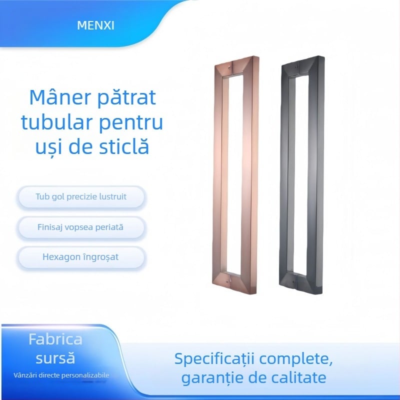 Mâner din oțel inoxidabil pentru ușă de sticlă, finisaje titan negru, negru auriu și roz auriu, pentru uși glisante