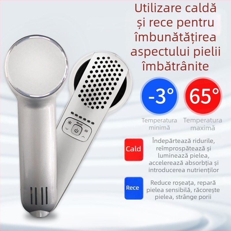 Dispozitiv cosmetic portabil cu funcție cald/rece pentru reîntinerirea pielii – pentru uz casnic, alimentare la priză, IPX3 rezistent la apă, strângerea porilor
