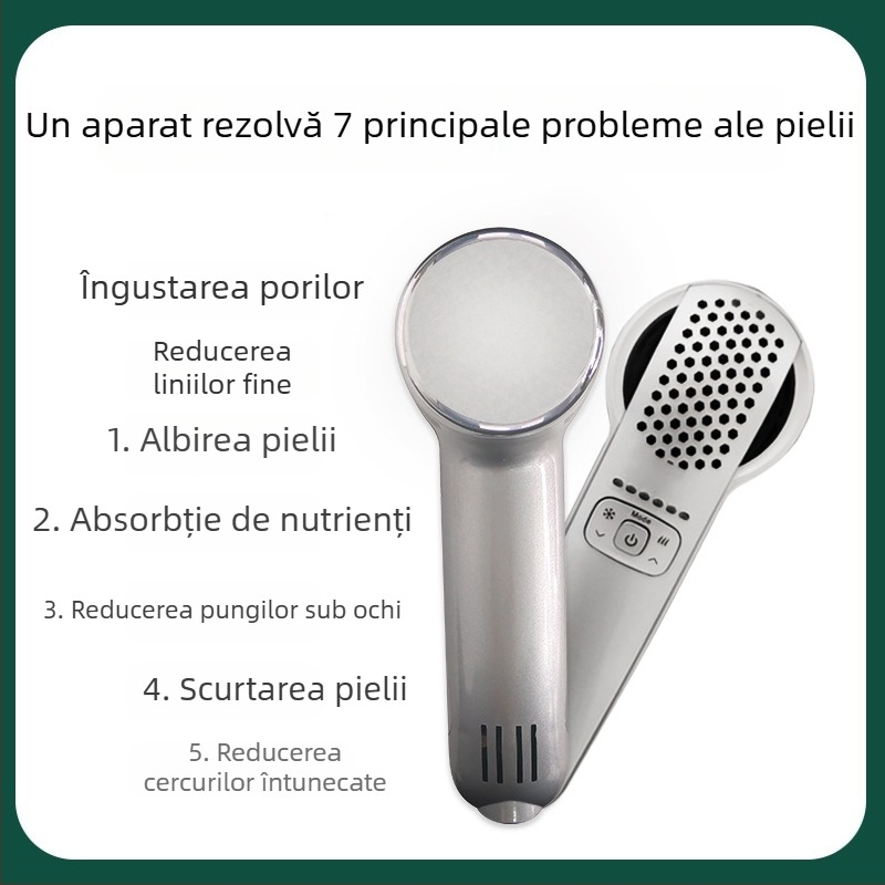Dispozitiv cosmetic portabil cu funcție cald/rece pentru reîntinerirea pielii – pentru uz casnic, alimentare la priză, IPX3 rezistent la apă, strângerea porilor
