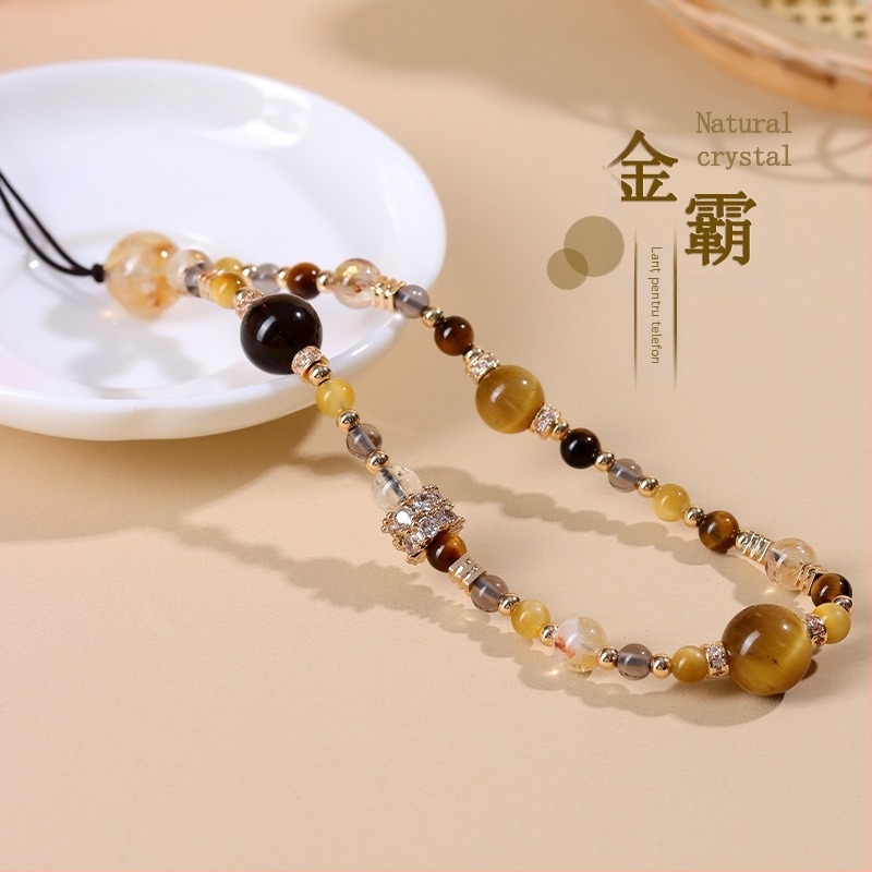 Lanț pentru telefon cu mărgele de cristal, realizat manual; model: stele, soare și lună, nori, univers; stil: design original, pandantiv-cheie