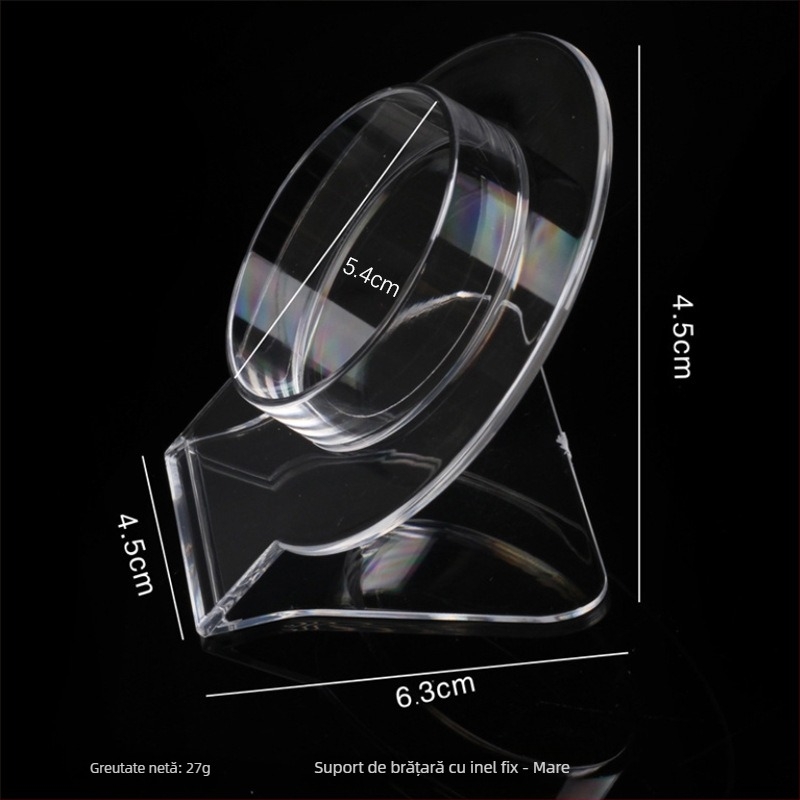 Suport de afișare pentru brățări – Transparent din plastic, cu inel fix, pentru brățări împletite