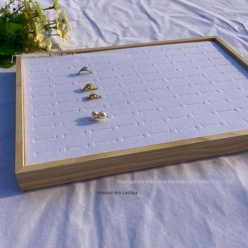 Tavă de expunere pentru bijuterii din lemn masiv, pentru 100 de inele, stil Nordic, vară 2023