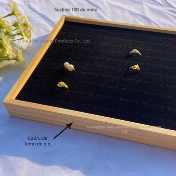 Tavă de expunere pentru bijuterii din lemn masiv, pentru 100 de inele, stil Nordic, vară 2023