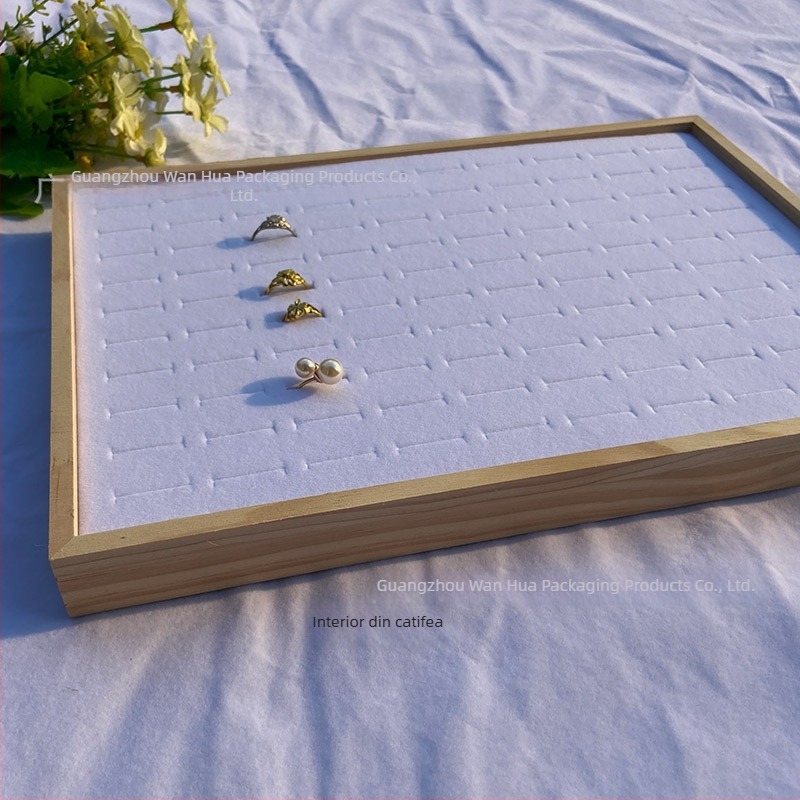 Tavă de expunere pentru bijuterii din lemn masiv, pentru 100 de inele, stil Nordic, vară 2023