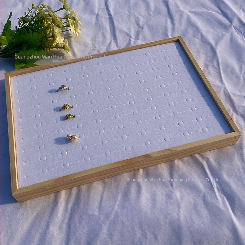 Tavă de expunere pentru bijuterii din lemn masiv, pentru 100 de inele, stil Nordic, vară 2023