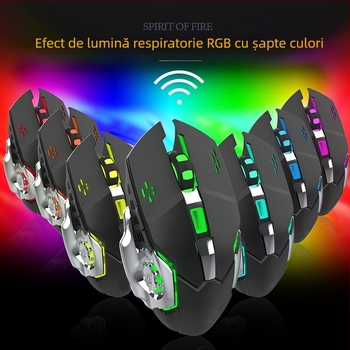 Mouse optic fără fir, dual 2.4G/Bluetooth, 1600 DPI, 6 butoane, interfață USB (5 niveluri DPI)
