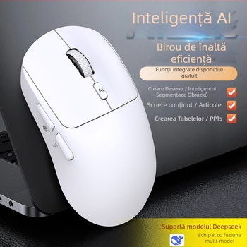 Mouse AI vocal fără fir V18 — Traducere vocală & asistență AI (2.4G+Bluetooth, 3500dpi, 3 butoane, USB, rază de 10 m)
