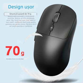 Mouse AI vocal fără fir V18 — Traducere vocală & asistență AI (2.4G+Bluetooth, 3500dpi, 3 butoane, USB, rază de 10 m)