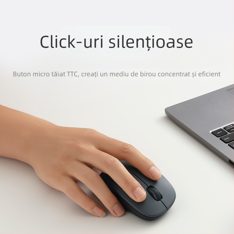 Mouse optic fără fir, 1200dpi, 2 butoane, receptor USB 2.4G, pentru calculatoare desktop, alimentat cu baterie AA