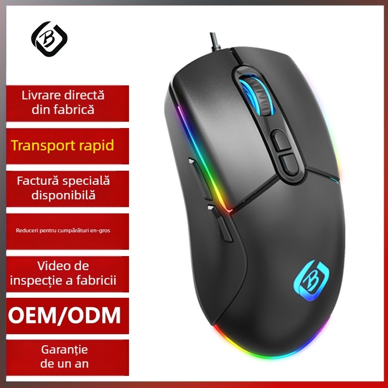Mouse de gaming cablat USB 1000dpi 6 butoane, cablu 1,5 m