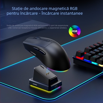 Crack X3 mouse Bluetooth fără fir, cu mod dual și bază de încărcare, ușor pentru laptop, gaming și e-sports