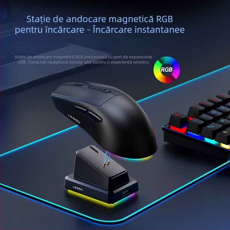 Crack X3 mouse Bluetooth fără fir, cu mod dual și bază de încărcare, ușor pentru laptop, gaming și e-sports