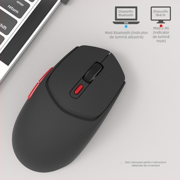 Mouse wireless cu mod dual 2.4G/Bluetooth, 1600 DPI, 6 butoane, model M01, logo personalizat