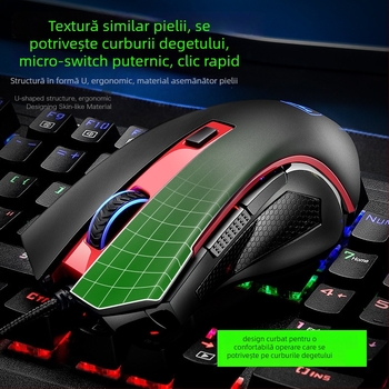 Mouse optic USB cablat T19, 2400dpi, 7 butoane