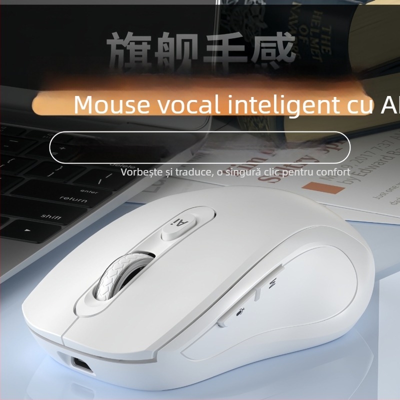 Mouse wireless cu 4000 DPI, 6 butoane, USB, 2.4G + Bluetooth, baterie încorporată reîncărcabilă, ergonomic